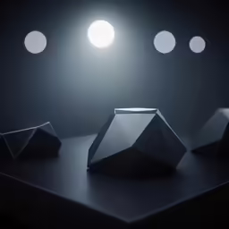 three small objects sitting on top of a black surface