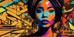digital painting of a woman with purple and blue makeup,a woman with colorful makeup on her face