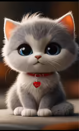 a cute little kitten with large blue eyes