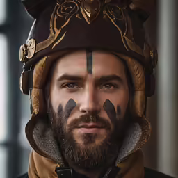 a man with painted on his face and beard