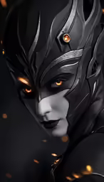a woman in a black mask is staring at something