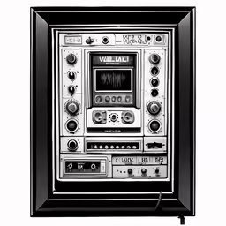 black and white photograph of a framed clock