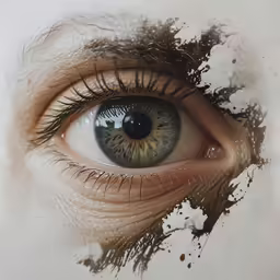 a human eye has been altered to be colorful