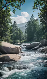 there is a river that runs through a small stream