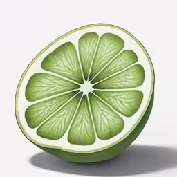 lime slice with very little leaves cut in half