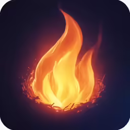 bright orange flame blazing in the dark sky