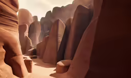 large rock formations are standing next to each other