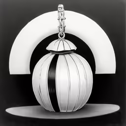 an abstractally decorated item that has a black and white ball in the middle of the frame