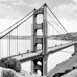 a black and white photo of the golden gate bridge