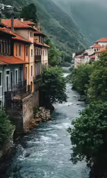 an old town along the river in europe