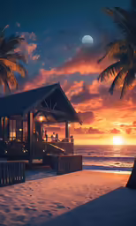 the sunset or sunrise at the beach has been reflected