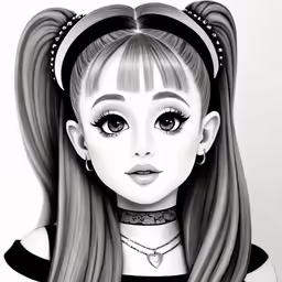 a black and white image of a girl wearing long hair