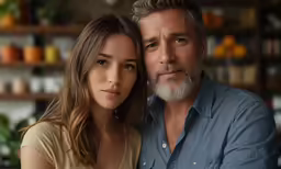 two people, one man and one woman, are posing for a picture