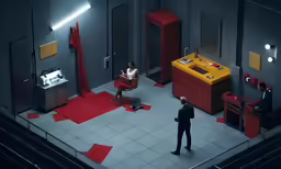 a photographer setting up an area for a video shoot