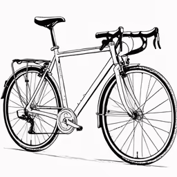 a black and white drawing of a bike