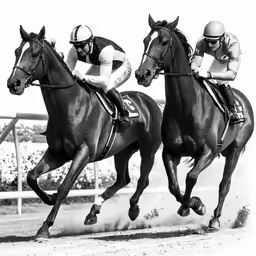 two men on horses racing one after another