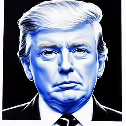 an image of trump on black and blue