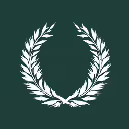the white wreath is on the green background