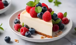 a desert has blueberries, raspberries, and more
