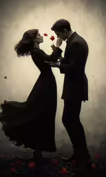 man and woman holding hands in the shape of flowers