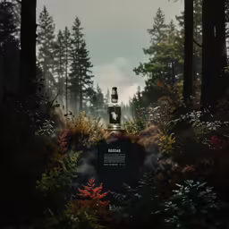 the bottle is in the woods on the hill