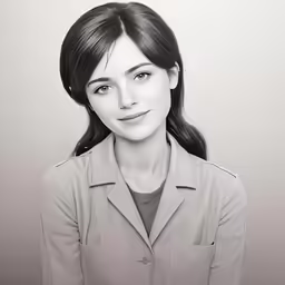 black and white pencil drawing of a girl