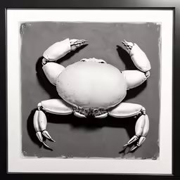 a picture of a white crab in a frame