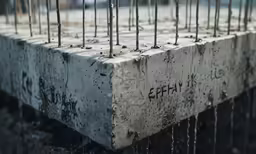 a group of poles that have been covered in dirt