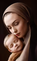 a woman holding her child in her lap