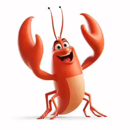an orange cartoon shrimp with its legs spread and legs crossed