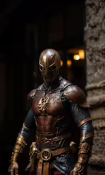 man in costume walking down a dark alley