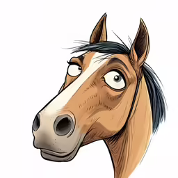 the head of a horse with a blue mane and eyebrows