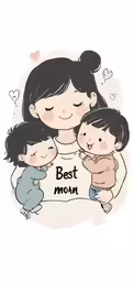 the mother with her children for her best mom