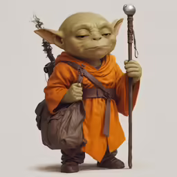 star wars yoda holding a wand with two hands