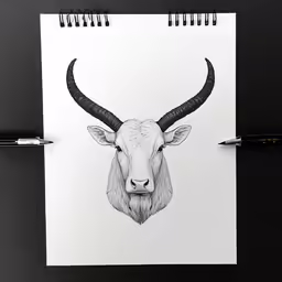an animal drawing with black pen on paper