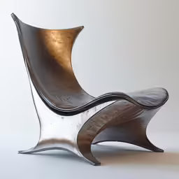 a metal chair that is on top of a table