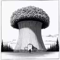 a person standing in front of a tree - filled structure