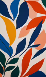 abstract paintings showing leaves and bright colors