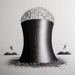 a black and white picture with an image of some mounds