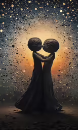 two women embracing each other, with rain all over them