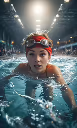 a beautiful young woman floating in a pool of water