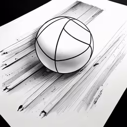 a drawing of a basketball ball on a piece of paper
