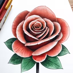 a drawing of a flower and a pencil