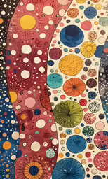 an art work shows colorful circles and dots