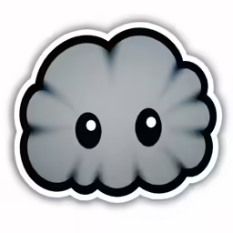 a large white cloud with a pair of eyes