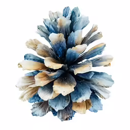 a blue flower with leaves is shown in color