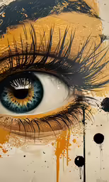 a womans eyes and body in abstract paint