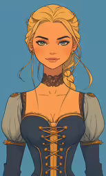 a blonde haired girl in renaissance era clothing