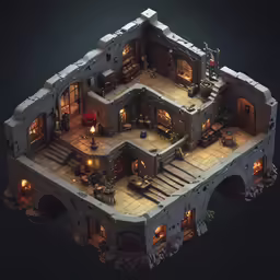 a computer rendering of a large stone house