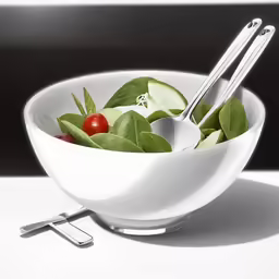 a white bowl has green leafy vegetables in it